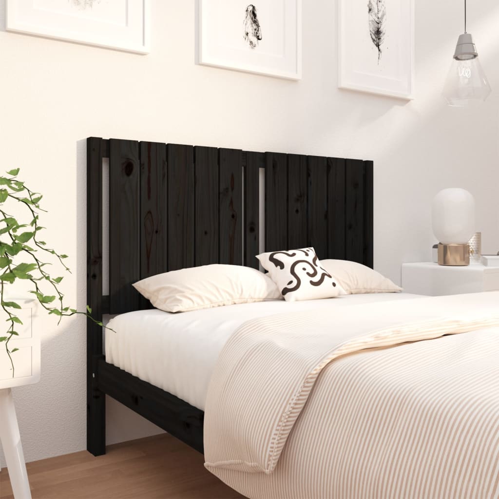 vidaXL Bed Headboard Black 125.5x4x100 cm Solid Wood Pine