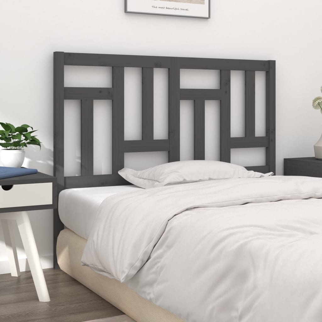 vidaXL Bed Headboard Grey 205.5x4x100 cm Solid Wood Pine
