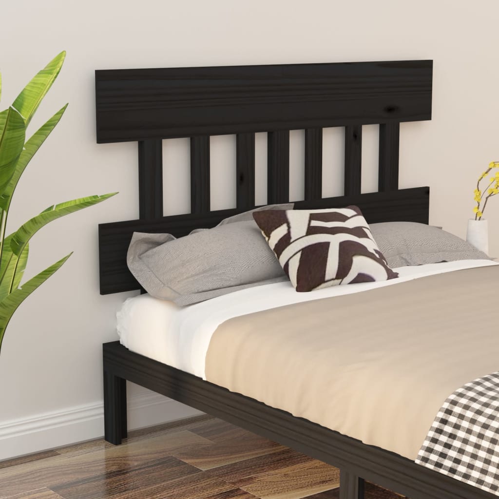 vidaXL Bed Headboard Black 163.5x3x81 cm Solid Wood Pine