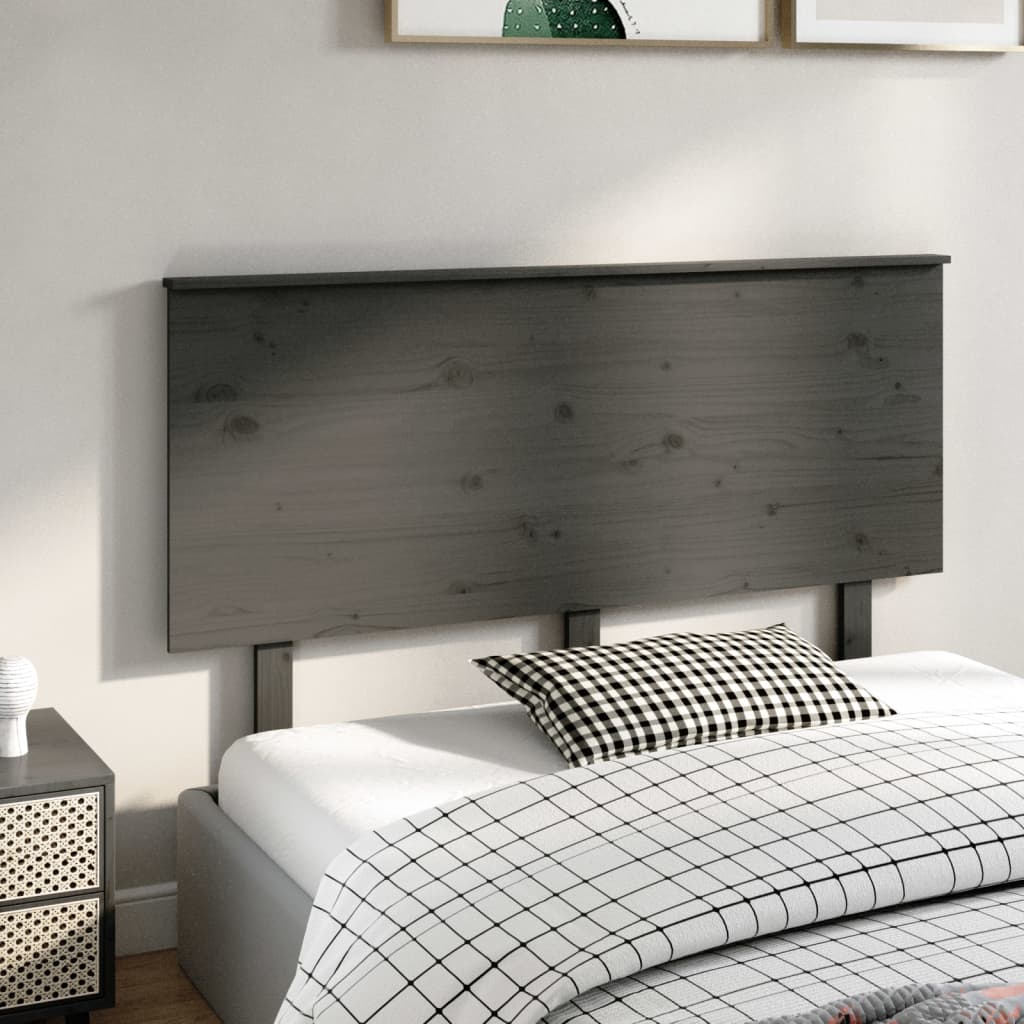 vidaXL Bed Headboard Grey 144x6x82.5 cm Solid Wood Pine