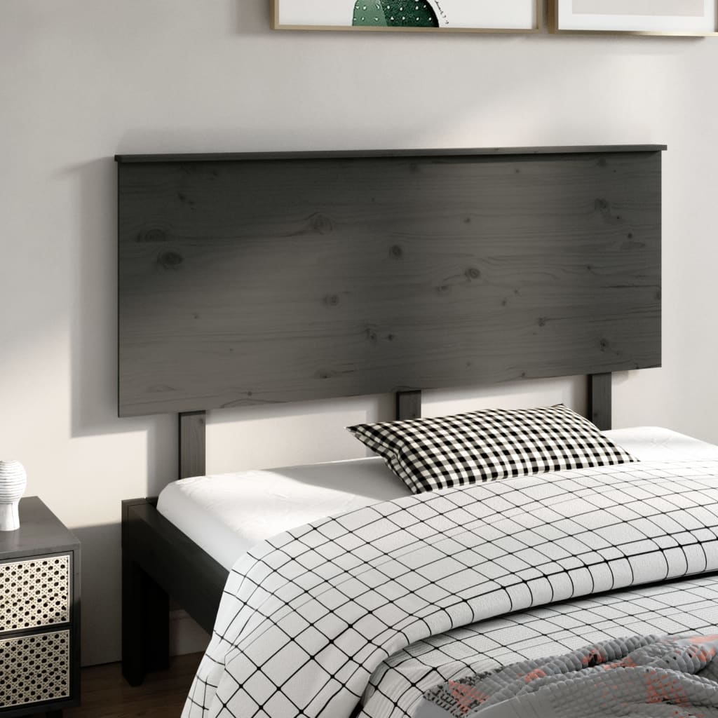 vidaXL Bed Headboard Grey 144x6x82.5 cm Solid Wood Pine