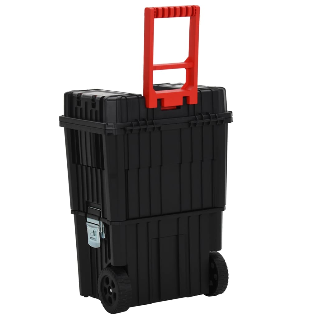 vidaXL Toolbox Trolley Black and Red Polypropylene