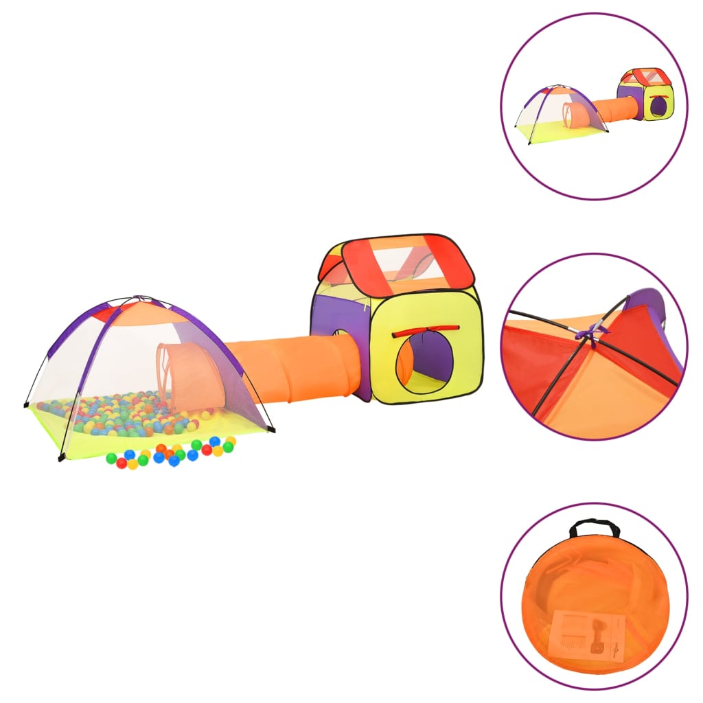 Tente de jeu pour enfants avec 250 balles Multicolore 338x123x111 cm