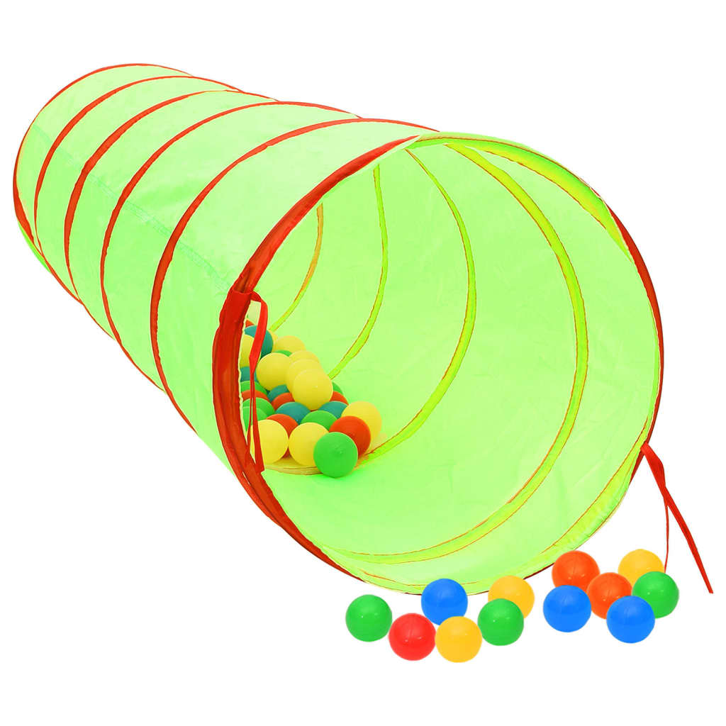 Tunnel de jeu pour enfants avec 250 balles Vert 175 cm Polyester