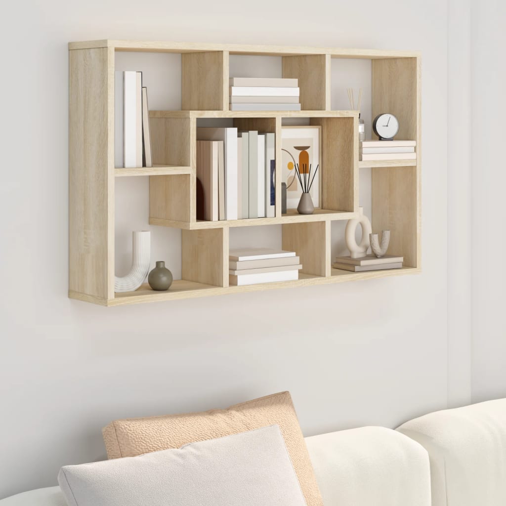 vidaXL Wall Shelf Sonoma Oak 85x16x52.5 cm Engineered Wood