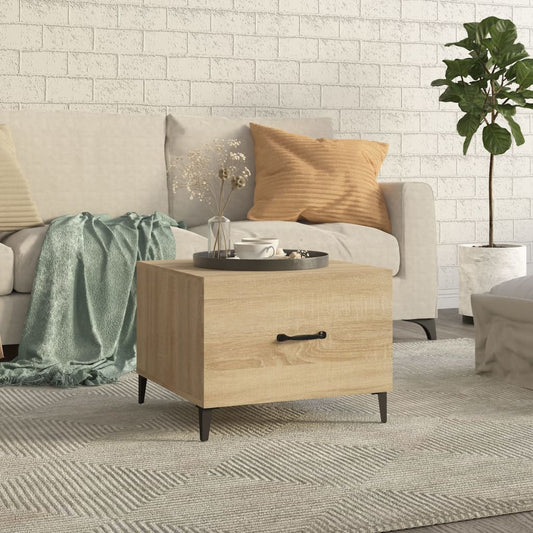 vidaXL Coffee Table with Metal Legs Sonoma Oak 50x50x40 cm