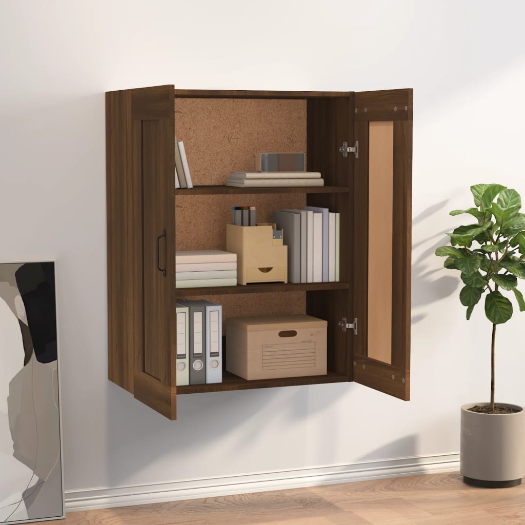 vidaXL Hanging Wall Cabinet Brown Oak 69.5x32.5x90 cm