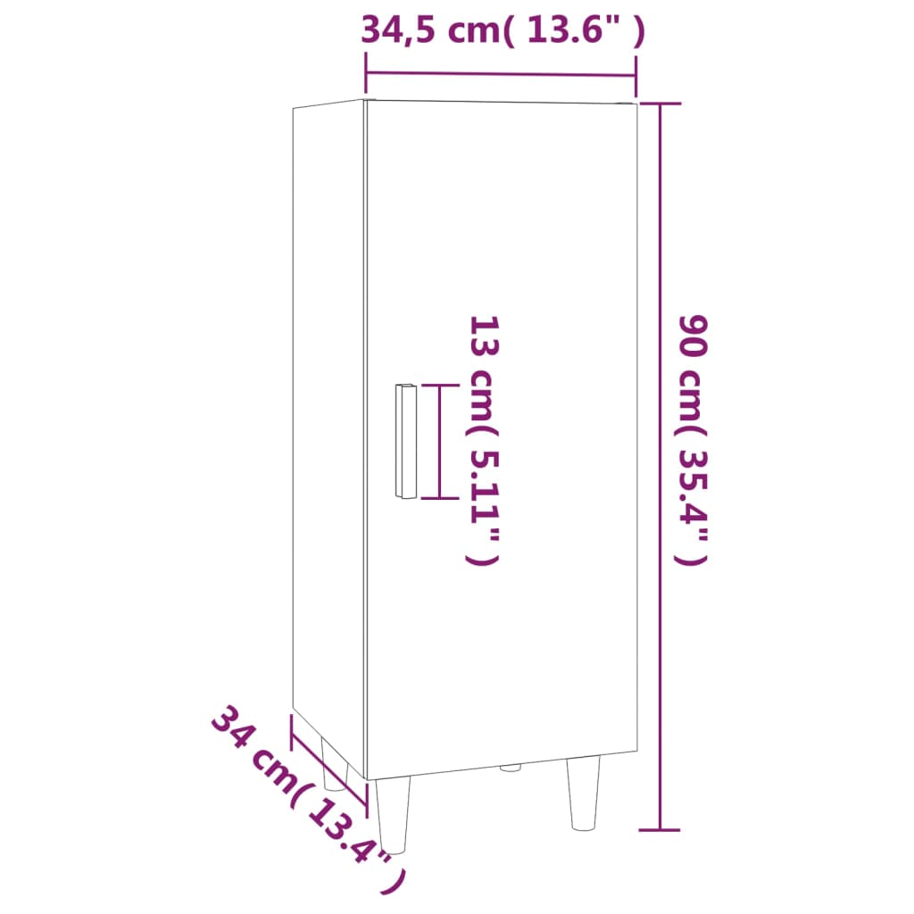 Buffet chêne brun 34,5x34x90 cm bois d'ingénierie