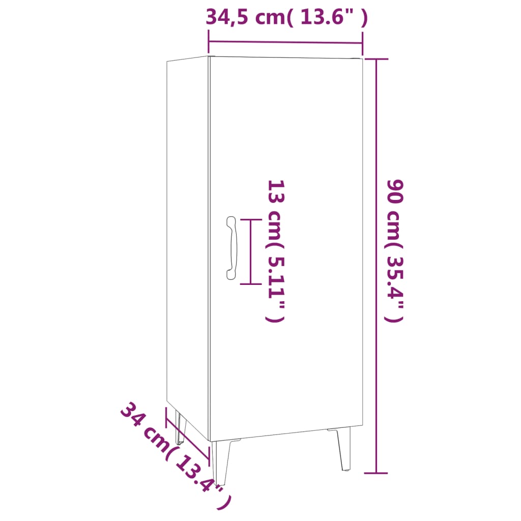 Buffet chêne brun 34,5x34x90 cm bois d'ingénierie