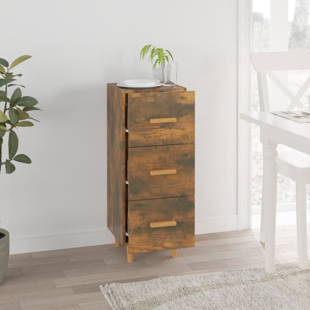 Buffet Chêne Fumé 34,5x34x90 cm Bois D'ingénierie