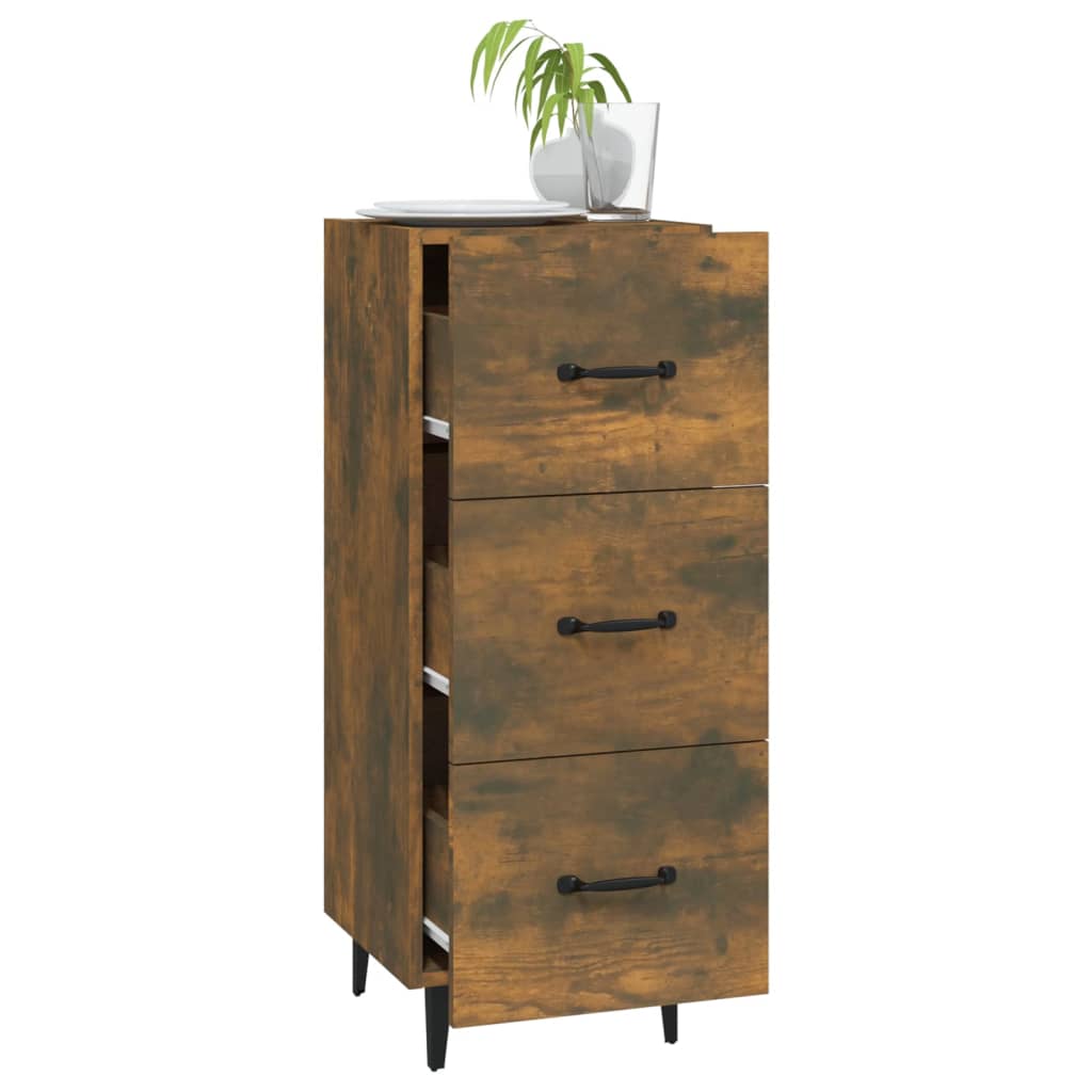 Buffet Chêne Fumé 34,5x34x90 cm Bois D'ingénierie