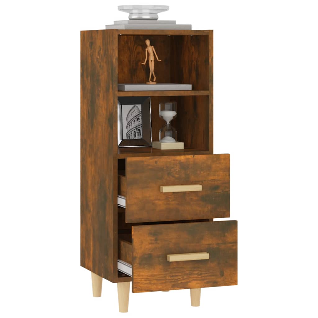 Buffet Chêne Fumé 34,5x34x90 cm Bois D'ingénierie