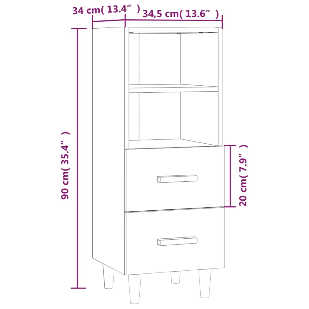 vidaXL Sideboard Smoked Oak 34.5x34x90 cm Engineered Wood