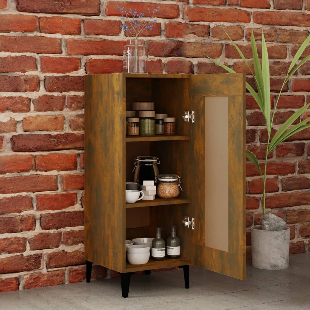 Buffet Chêne Fumé 34,5x34x90 cm Bois D'ingénierie