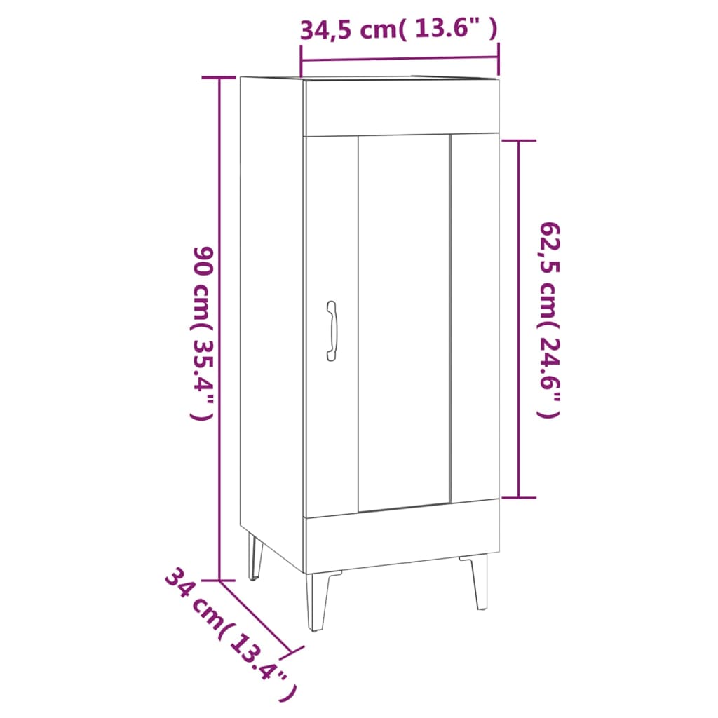 Buffet Chêne Fumé 34,5x34x90 cm Bois D'ingénierie