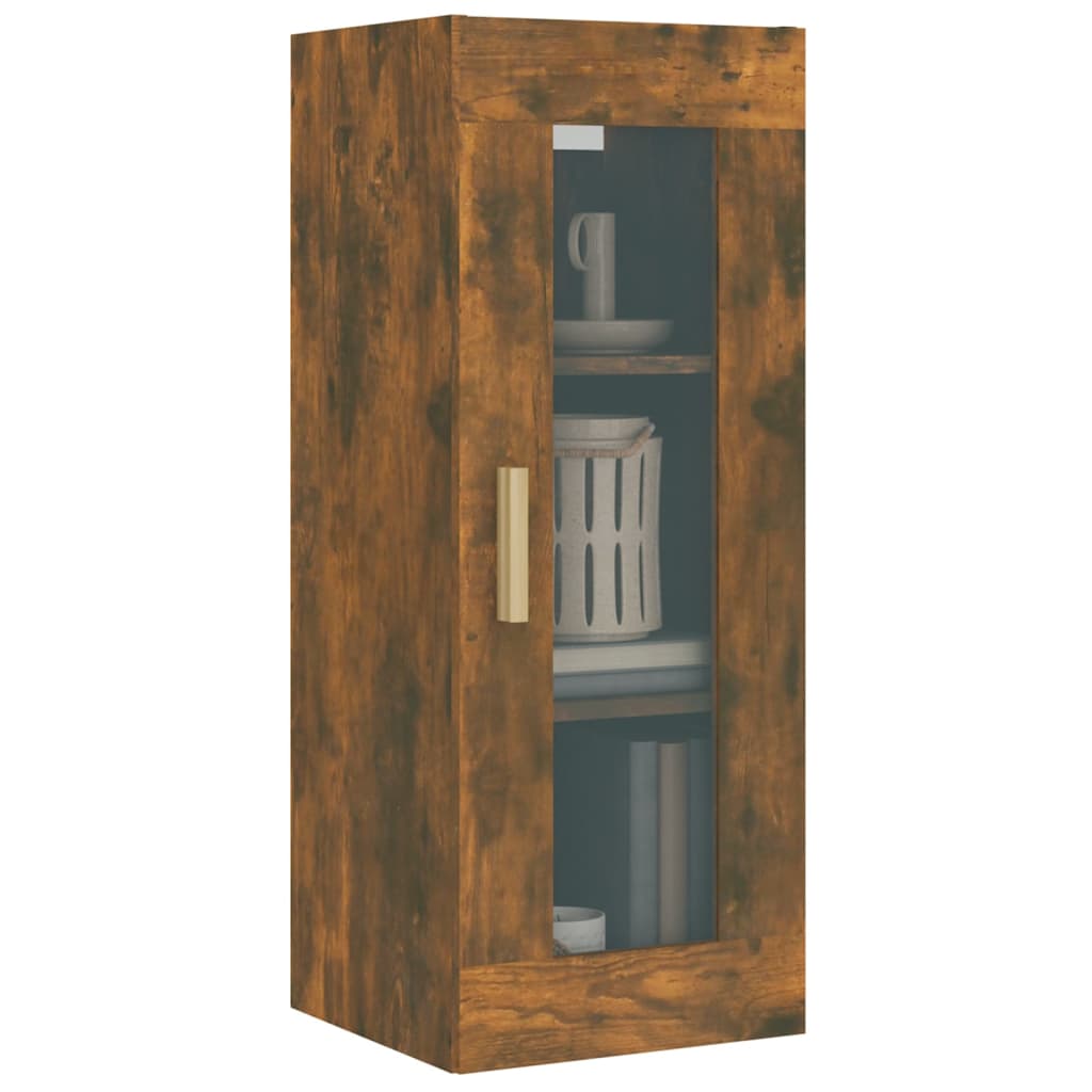 vidaXL Hanging Wall Cabinet Smoked Oak 34.5x34x90 cm