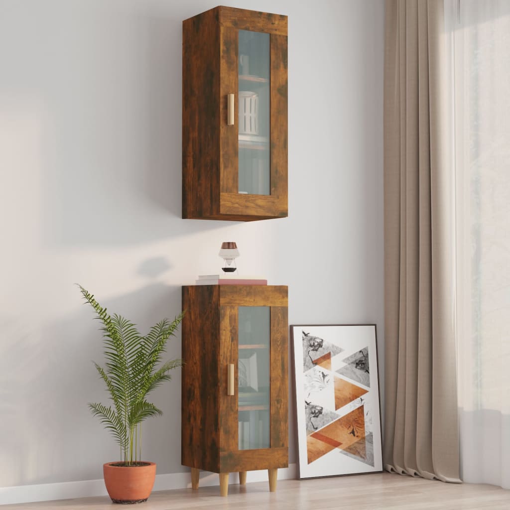 vidaXL Hanging Wall Cabinet Smoked Oak 34.5x34x90 cm