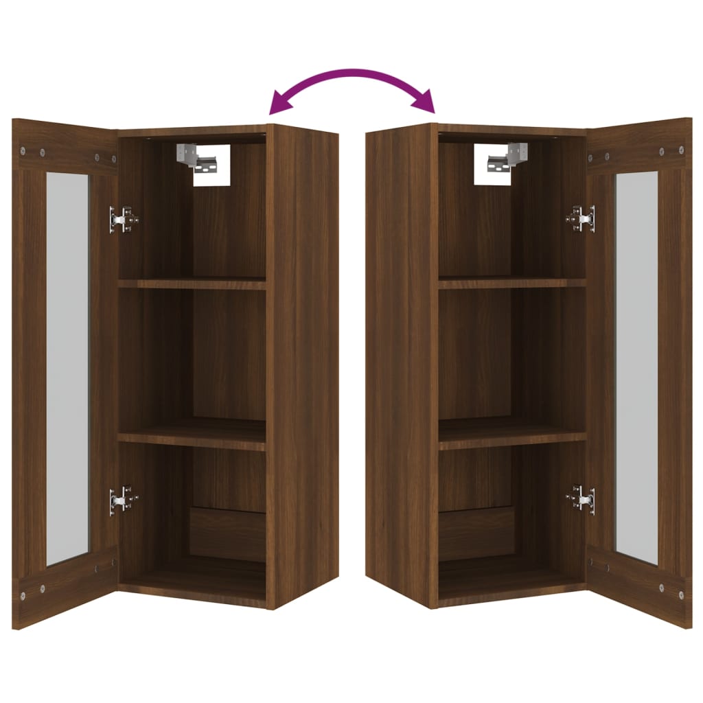 vidaXL Hanging Wall Cabinet Brown Oak 34.5x34x90 cm