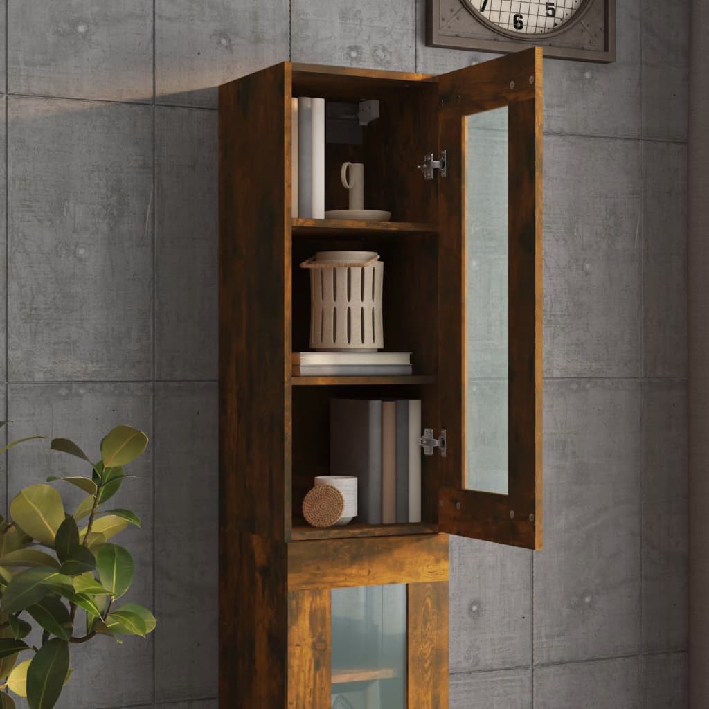 vidaXL Hanging Wall Cabinet Smoked Oak 34.5x34x90 cm