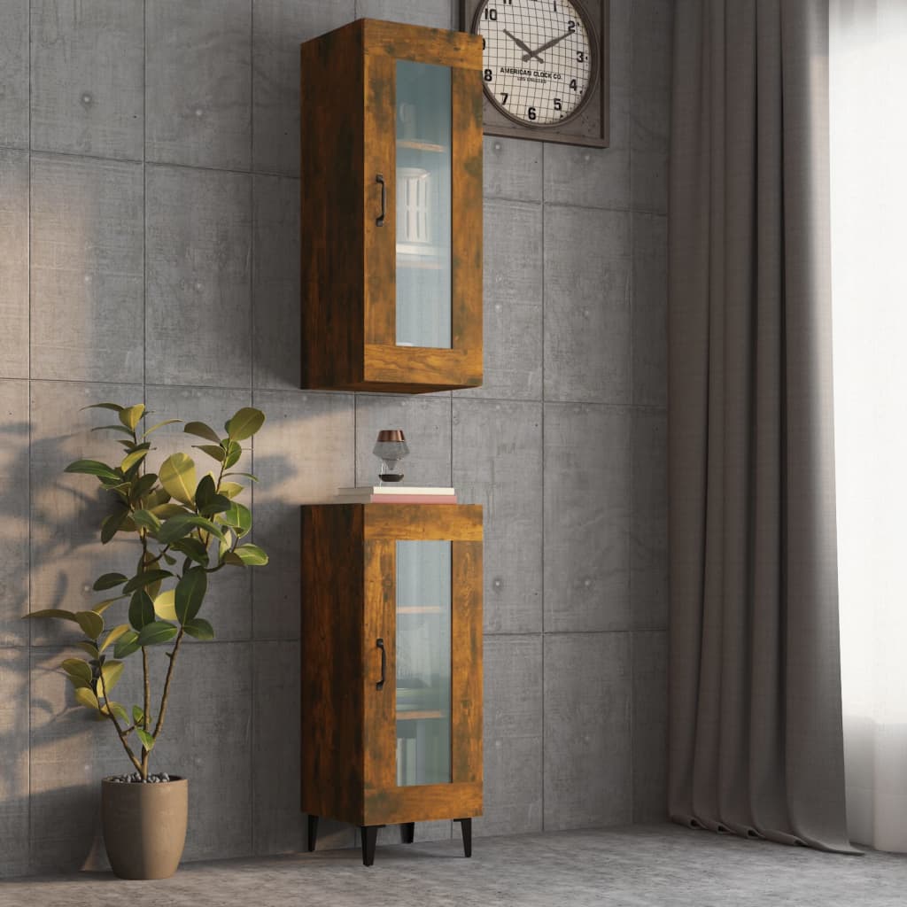 vidaXL Hanging Wall Cabinet Smoked Oak 34.5x34x90 cm