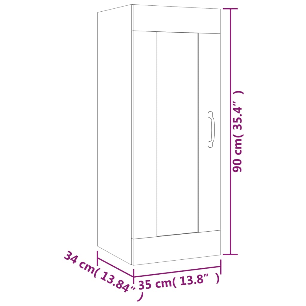 vidaXL Hanging Cabinet Grey Sonoma 35x34x90 cm Engineered Wood
