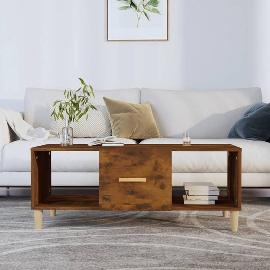 vidaXL Coffee Table Smoked Oak 102x50x40 cm Engineered Wood