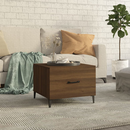 vidaXL Coffee Table with Metal Legs Brown Oak 50x50x40 cm