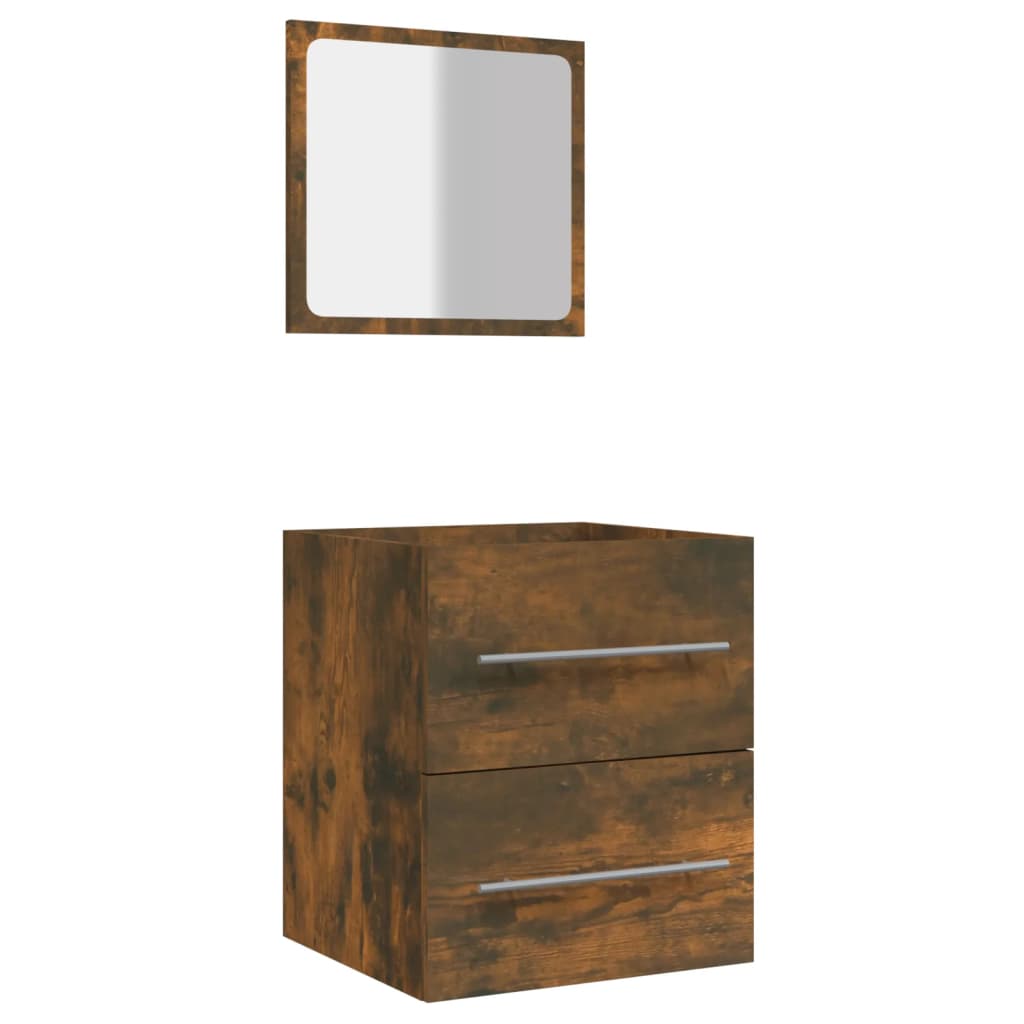 Badkamerkast met Spiegel Gerookt Eiken 41x38.5x48 cm Gebouwd Hout