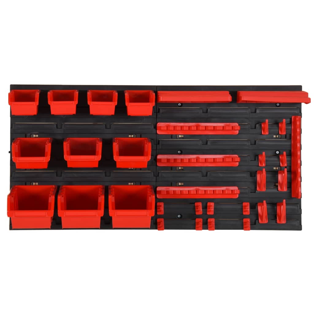 vidaXL 35 Piece Workshop Shelf Set Red and Black 77x39cm Polypropylene