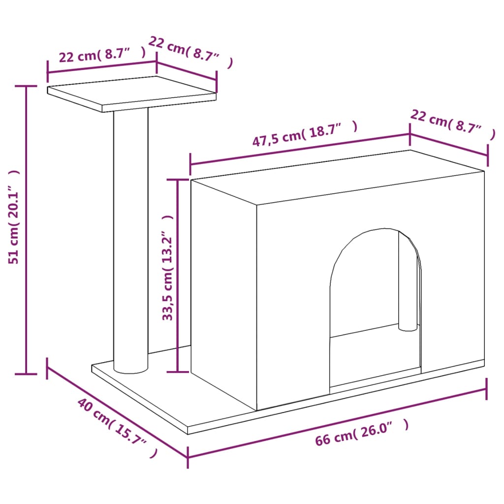 vidaXL Cat Tree with Sisal Scratching Post Cream 51 cm