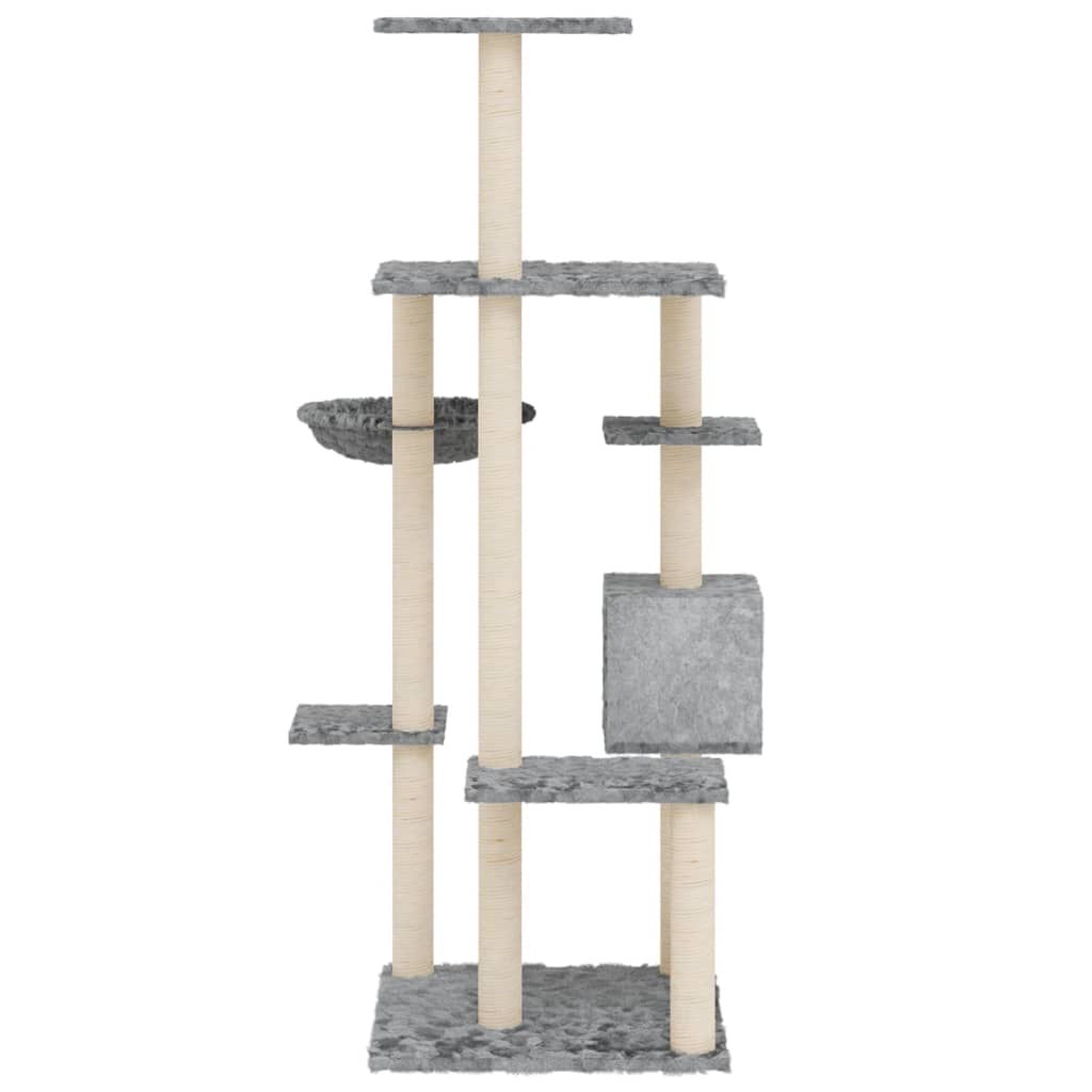 vidaXL Cat Tree with Sisal Scratching Posts Light Grey 142 cm