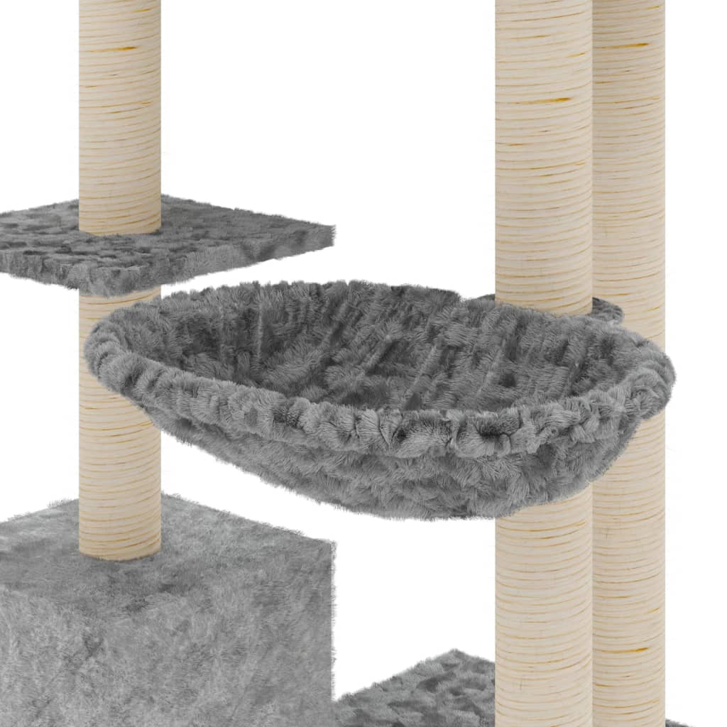 vidaXL Cat Tree with Sisal Scratching Posts Light Grey 142 cm