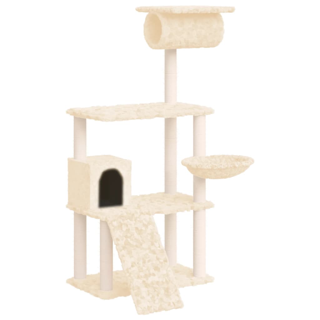 vidaXL Cat Tree with Sisal Scratching Posts Cream 131 cm