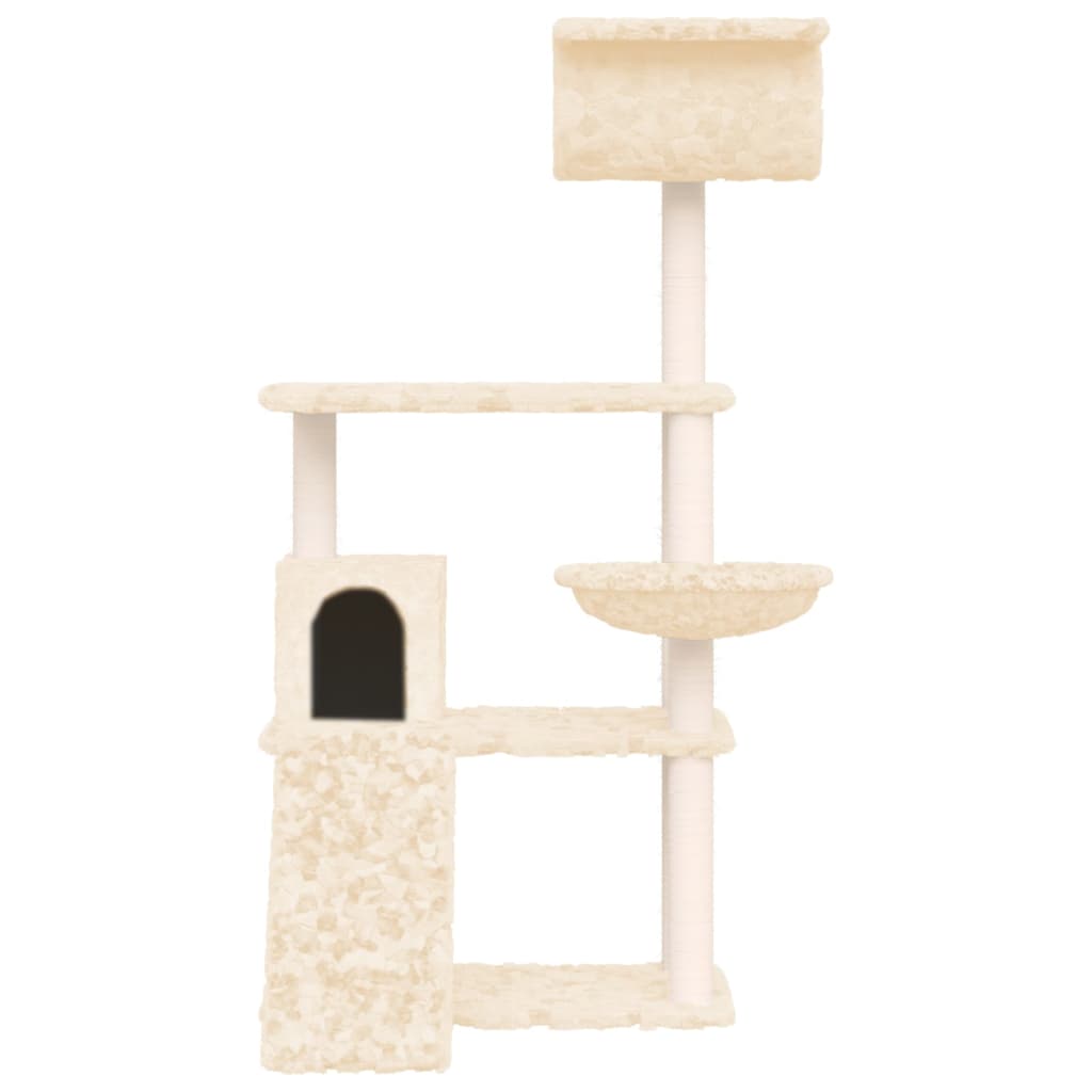 vidaXL Cat Tree with Sisal Scratching Posts Cream 131 cm