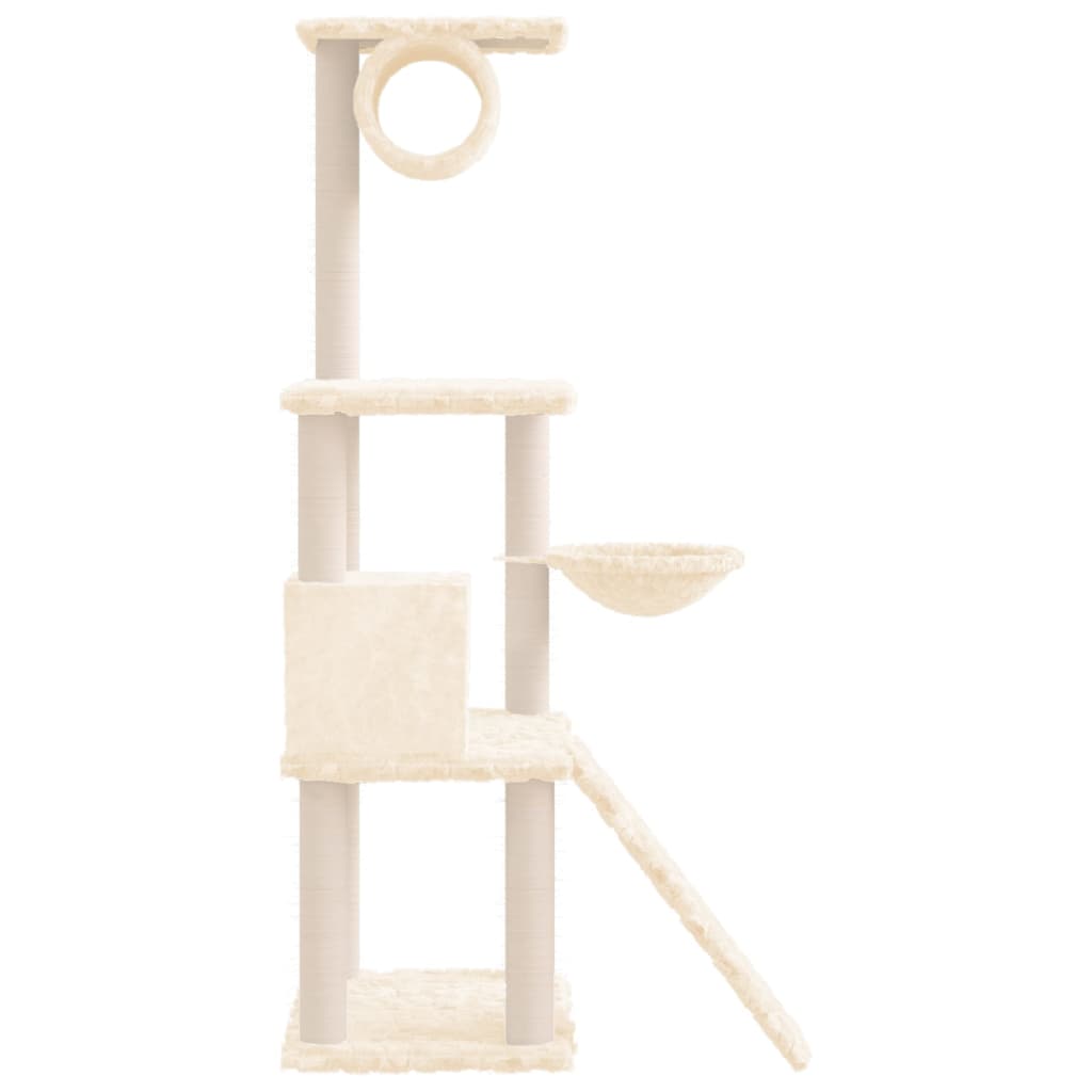 vidaXL Cat Tree with Sisal Scratching Posts Cream 131 cm