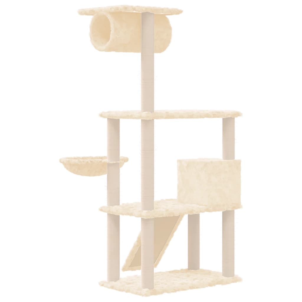 vidaXL Cat Tree with Sisal Scratching Posts Cream 131 cm