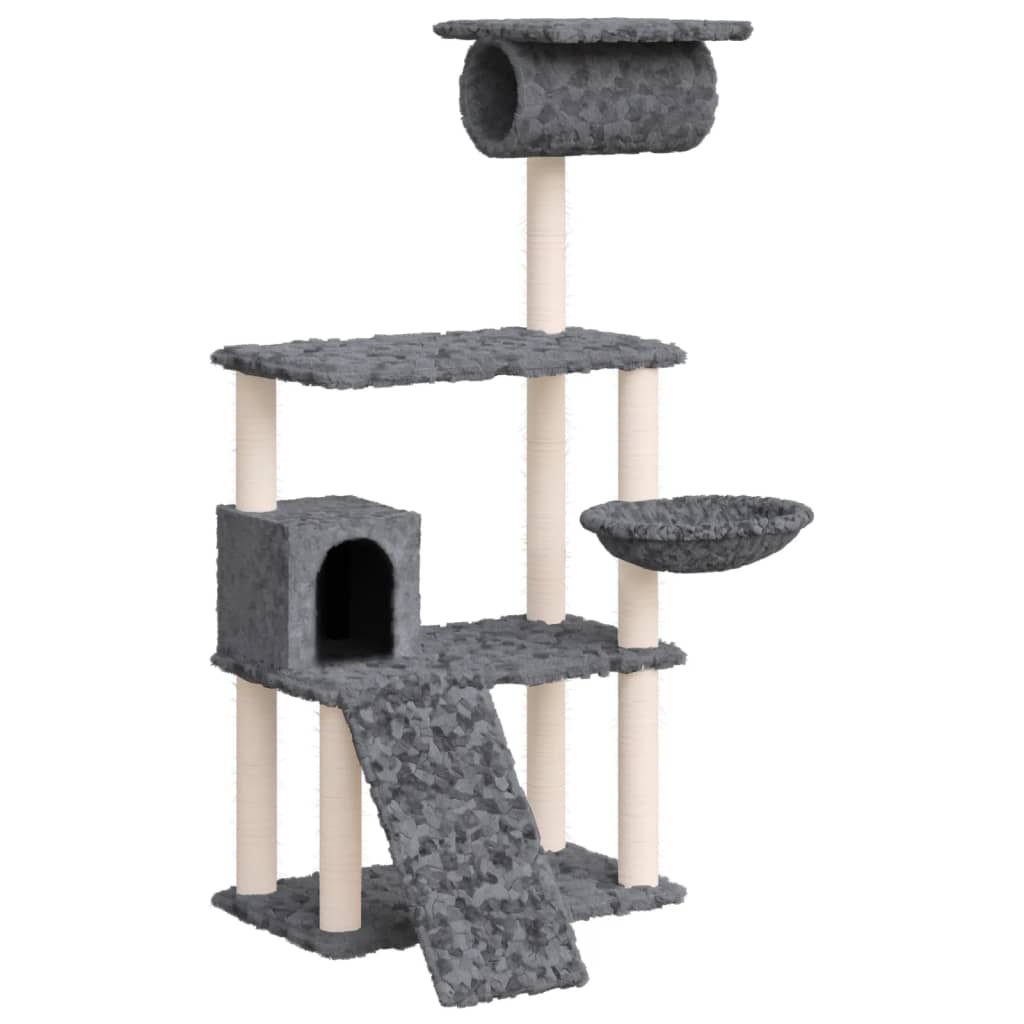 vidaXL Cat Tree with Sisal Scratching Posts Dark Grey 131 cm