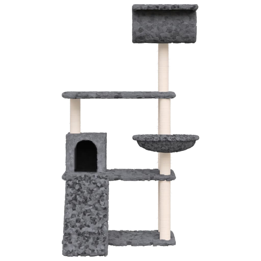 vidaXL Cat Tree with Sisal Scratching Posts Dark Grey 131 cm