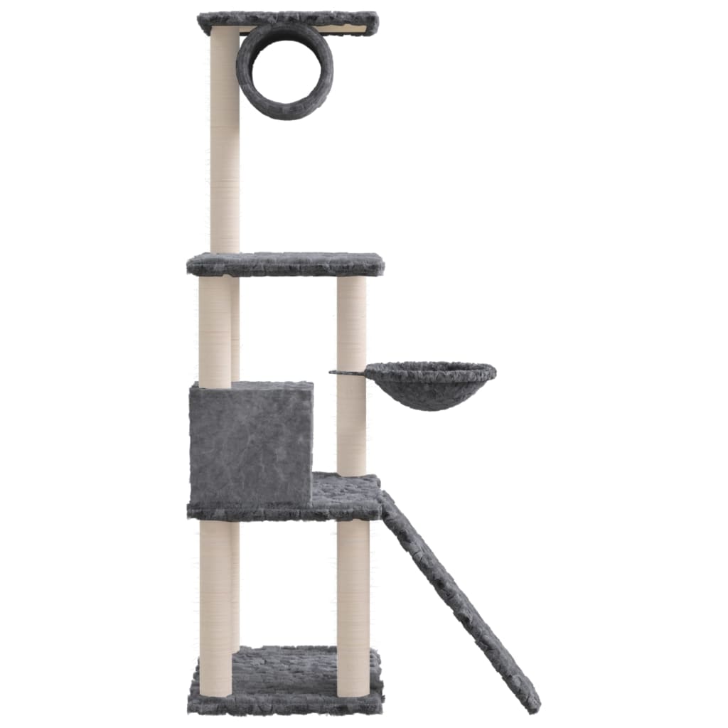 vidaXL Cat Tree with Sisal Scratching Posts Dark Grey 131 cm