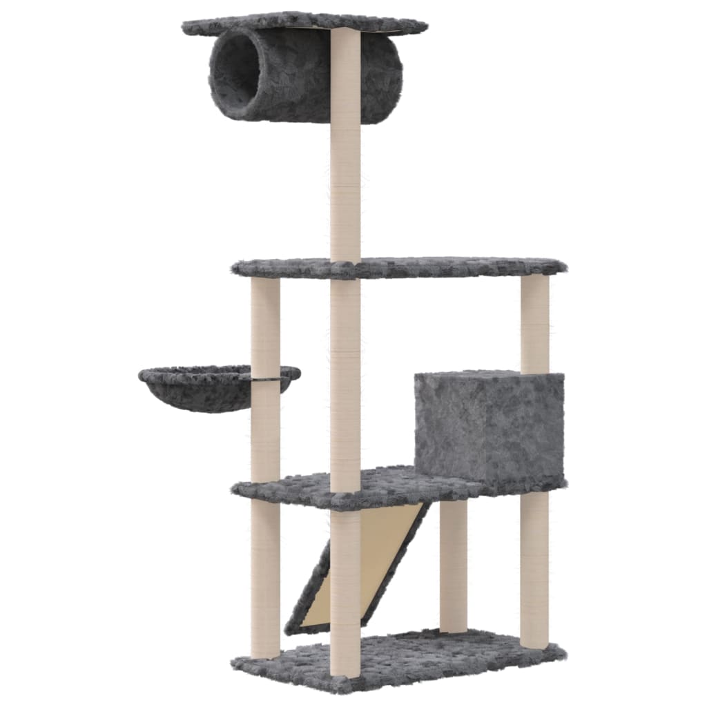 vidaXL Cat Tree with Sisal Scratching Posts Dark Grey 131 cm