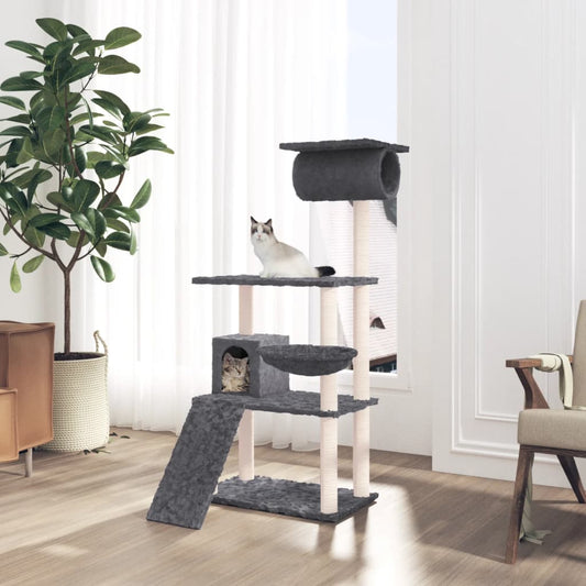 vidaXL Cat Tree with Sisal Scratching Posts Dark Grey 131 cm