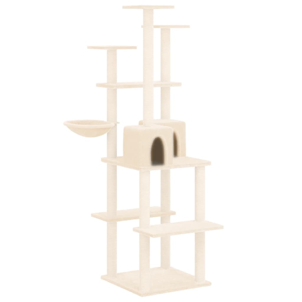 vidaXL Cat Tree with Sisal Scratching Posts Cream 167 cm