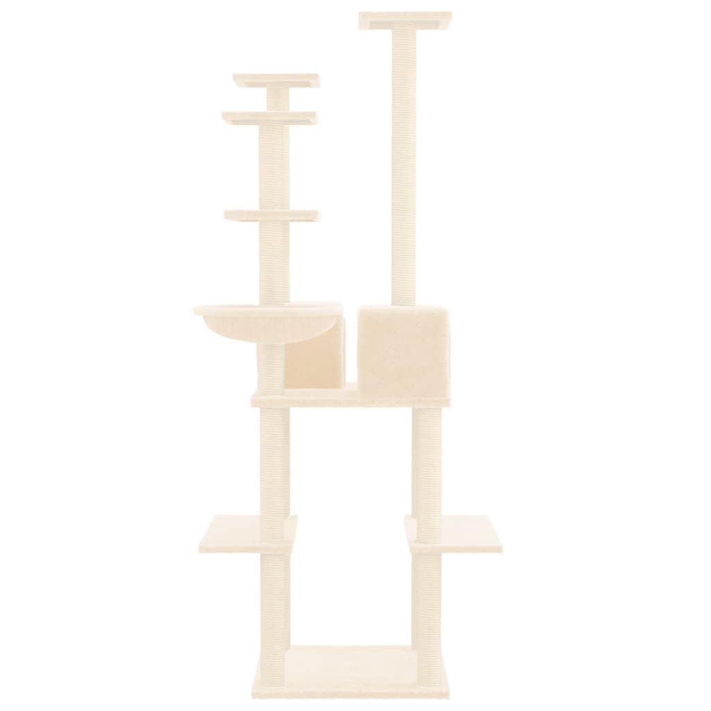 vidaXL Cat Tree with Sisal Scratching Posts Cream 167 cm