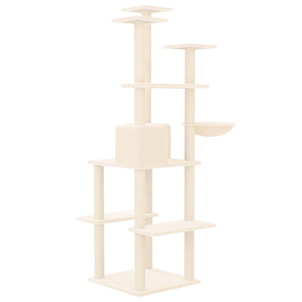 vidaXL Cat Tree with Sisal Scratching Posts Cream 167 cm