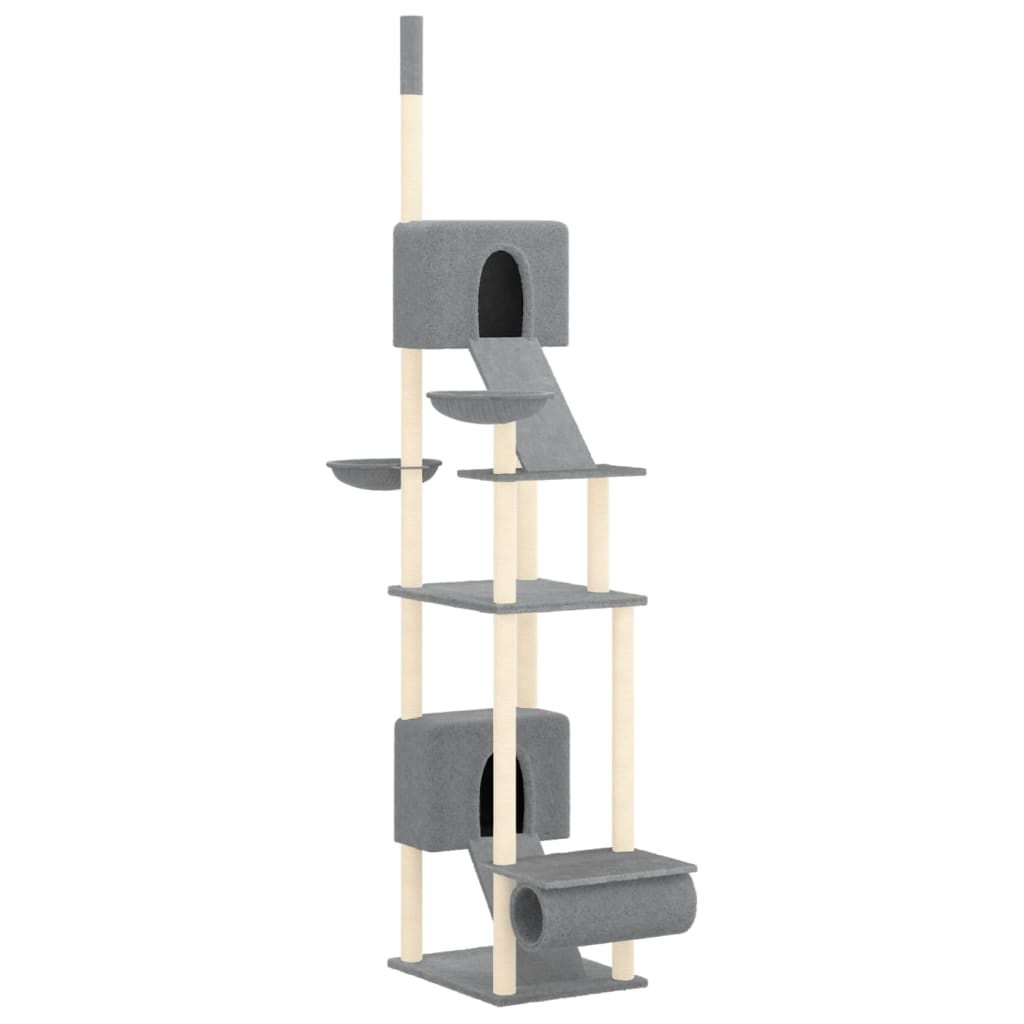 vidaXL Floor to Ceiling Cat Tree Light Grey 277-303 cm