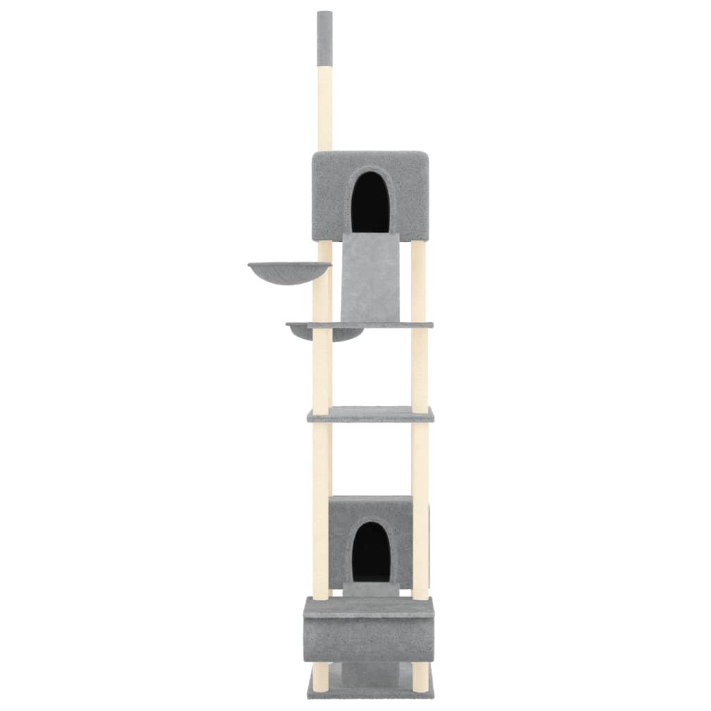 vidaXL Floor to Ceiling Cat Tree Light Grey 277-303 cm