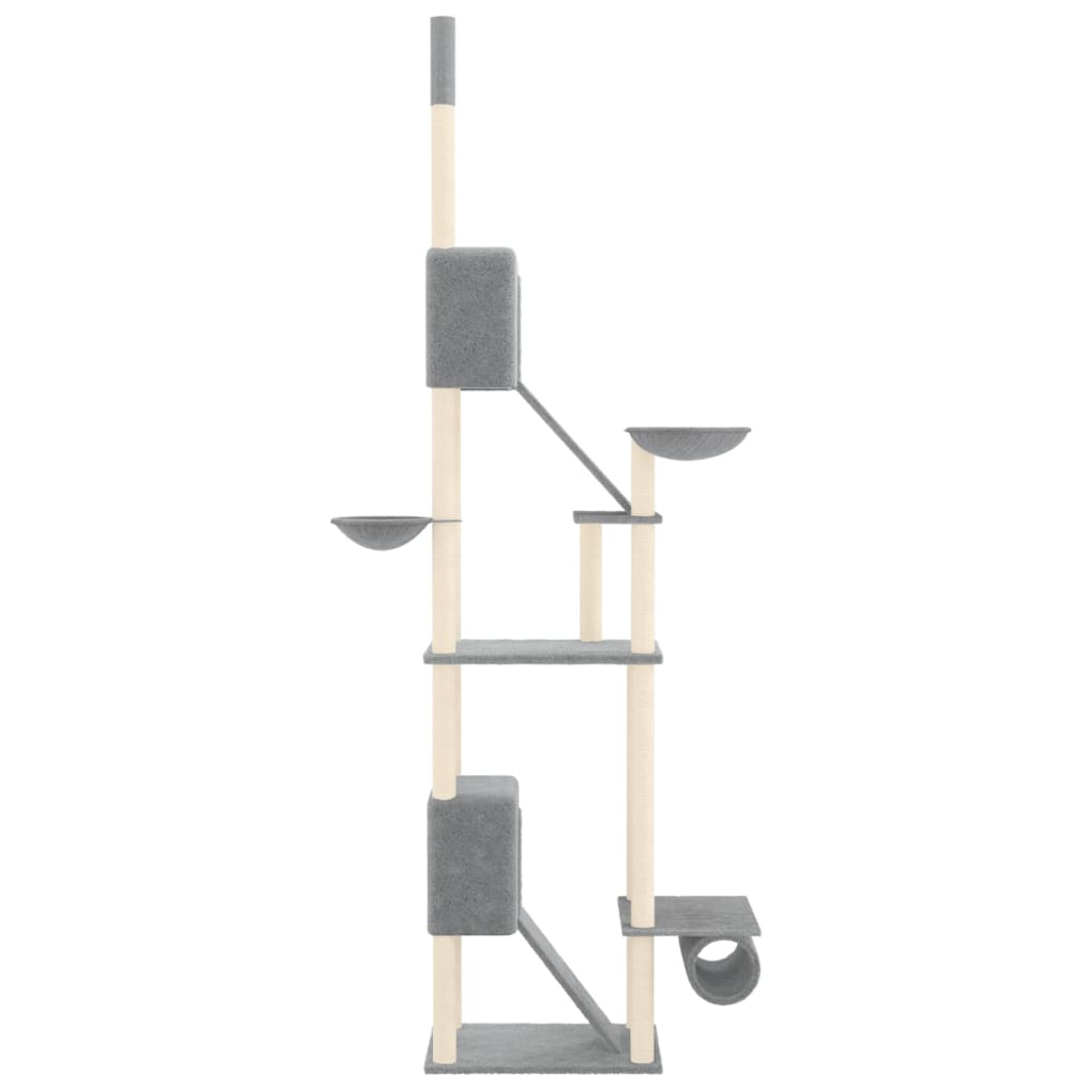 vidaXL Floor to Ceiling Cat Tree Light Grey 277-303 cm