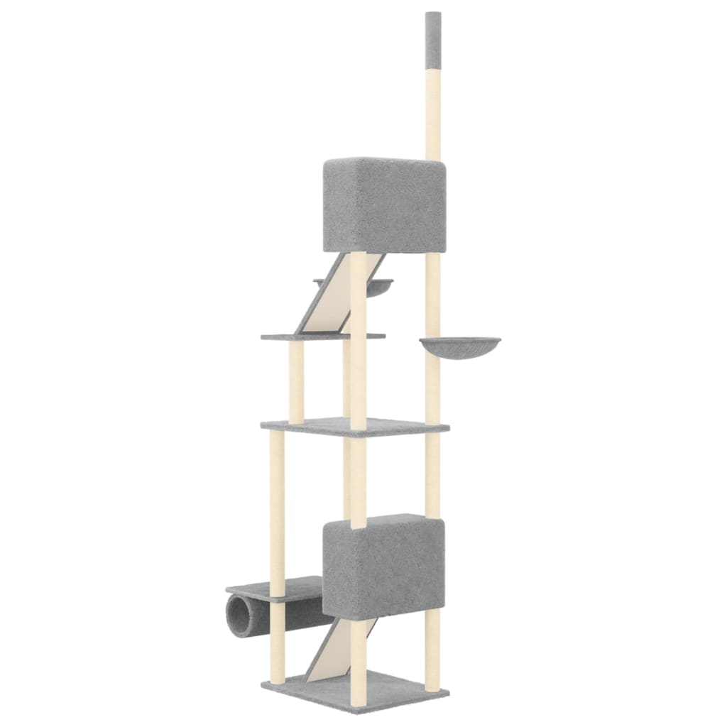 vidaXL Floor to Ceiling Cat Tree Light Grey 277-303 cm