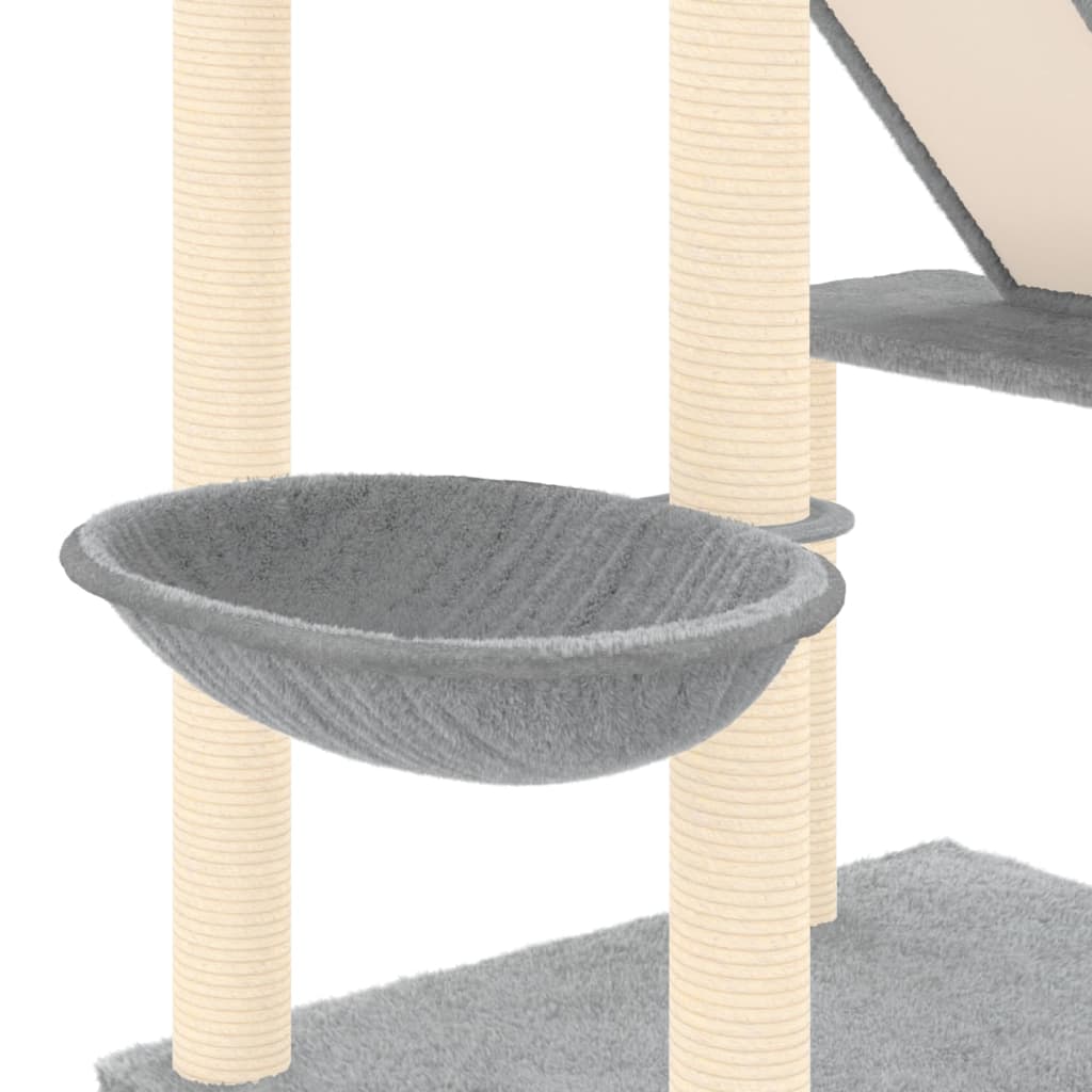 vidaXL Floor to Ceiling Cat Tree Light Grey 277-303 cm