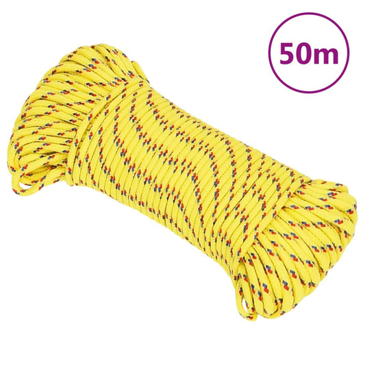 vidaXL Boat Rope Yellow 3 mm 50 m Polypropylene